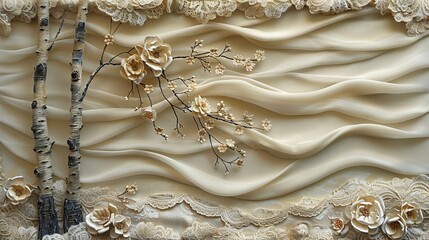 beige lace birch tree waves goodbye delicate fantasy