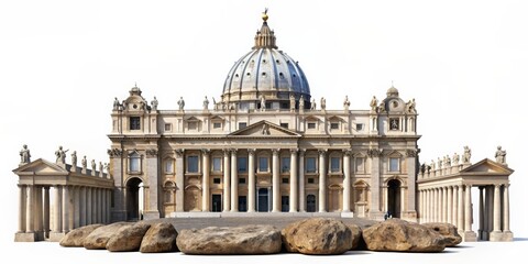 Obraz premium rendering of Vatican stones, isolated on white background, centered in frame, Vatican, stones,isolated, white background
