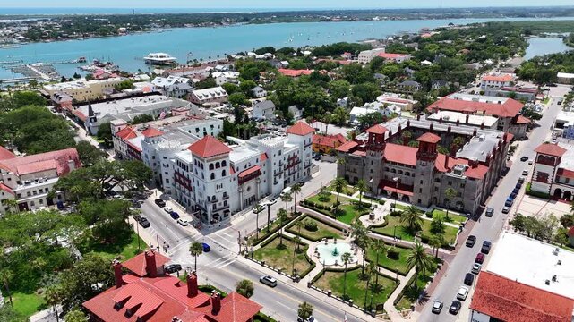 Drone shot of The Lightner Museum in St. Augustine, Florida.