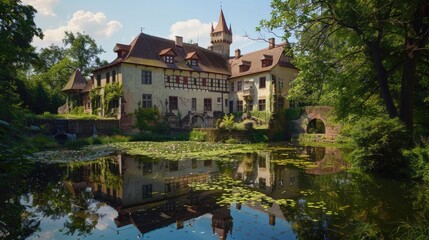 Fototapeta premium Large building with clock tower