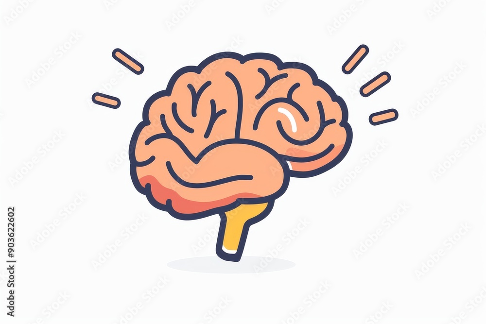 Poster simple brain illustration with light bulb idea concept in minimalist style representing creativity i