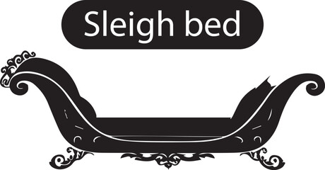 Sleigh Bed Outline Silhouette Graphics Collection
