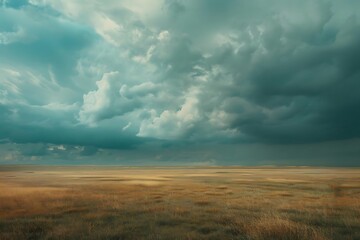 Storm Clouds Over Grassy Field - Illustration