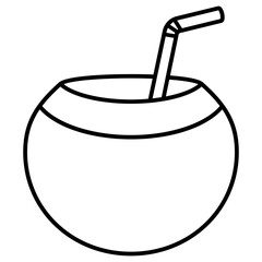 coconut drink with straw icon illustration