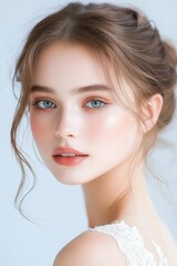 Professional beauty portrait, flawless makeup, studio lighting, highdefinition,