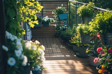 Wooden Deck with Potted Plants