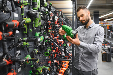 male customer in a power tool store