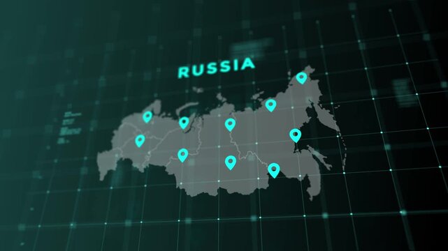 World Map with Code Technology Background Russia Map with camera
