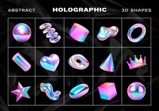 Abstract Holographic 3D Shape Design Set