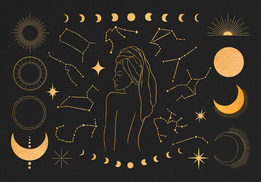 Aesthetic Gold Celesital Design Set