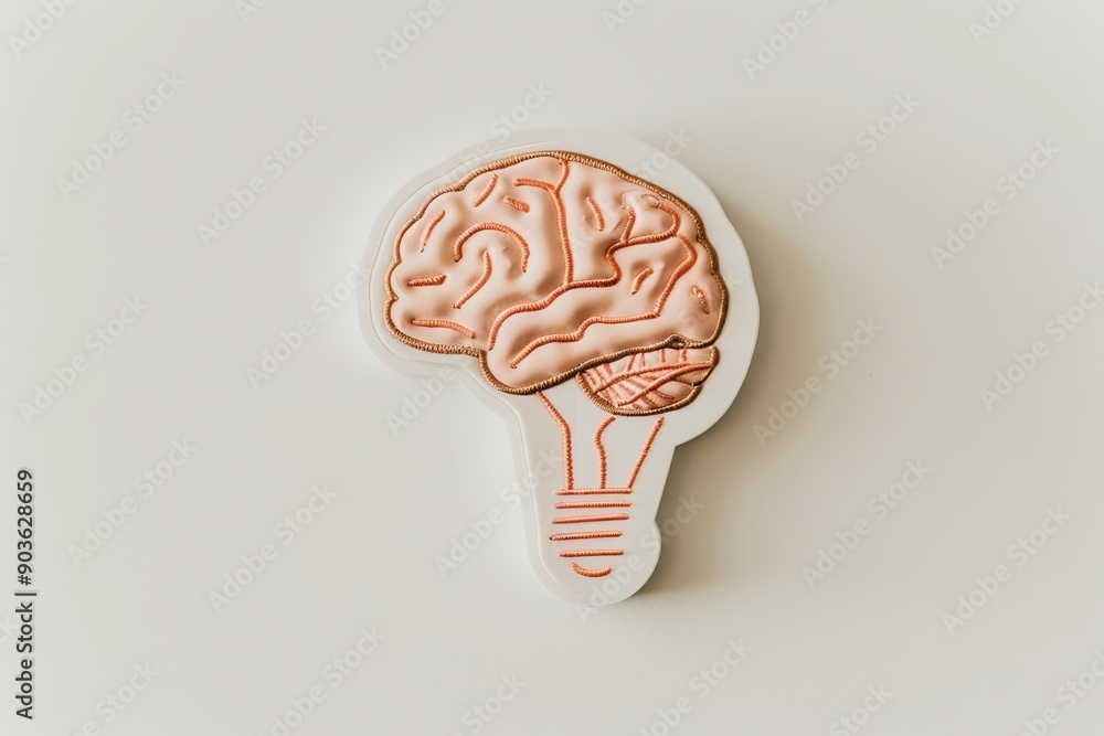 Poster brain light bulb icon with rays symbolizing creativity intellect and innovative thinking in a modern