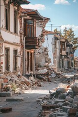 Fototapeta premium Rubble filled city street