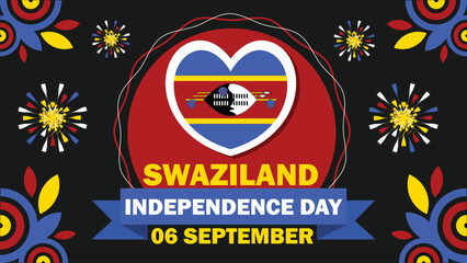 Swaziland Independence Day day  vector banner design with geometric shapes and vibrant colors on a horizontal background. Happy Swaziland Independence Day day modern minimal poster.