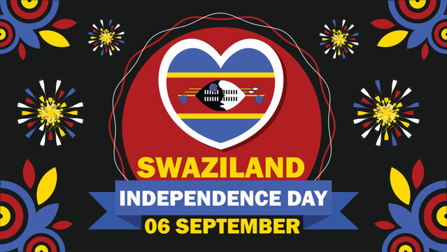 Swaziland Independence Day day  vector banner design with geometric shapes and vibrant colors on a horizontal background. Happy Swaziland Independence Day day modern minimal poster.