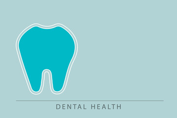 Human Tooth medical background with soft colors. Creative tooth icon isolated on blue background. simple dental Vector template for design and creative ideas. EPS 10