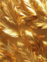 Close-up of gold feathers