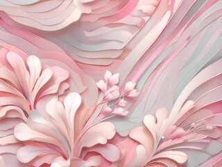 Illustrate an abstract beautiful pattern using pastel pink lines, capturing the gentleness of spring.