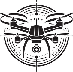 Drone Silhouette Elegant Vector Illustration On Isolated White Background