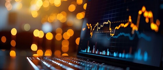 Dynamic Forex Trading An Illustration of a Person Analyzing Currency Charts on a Laptop for Insightful Financial Decisions