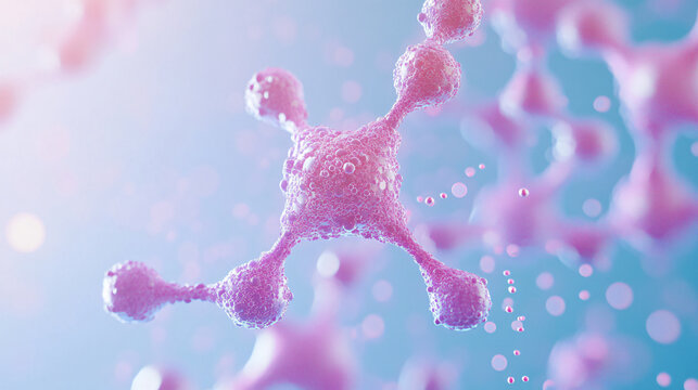 Glucose Molecule Close-up: Detailed Structure in Soft Pastel Colors with Bright Lighting