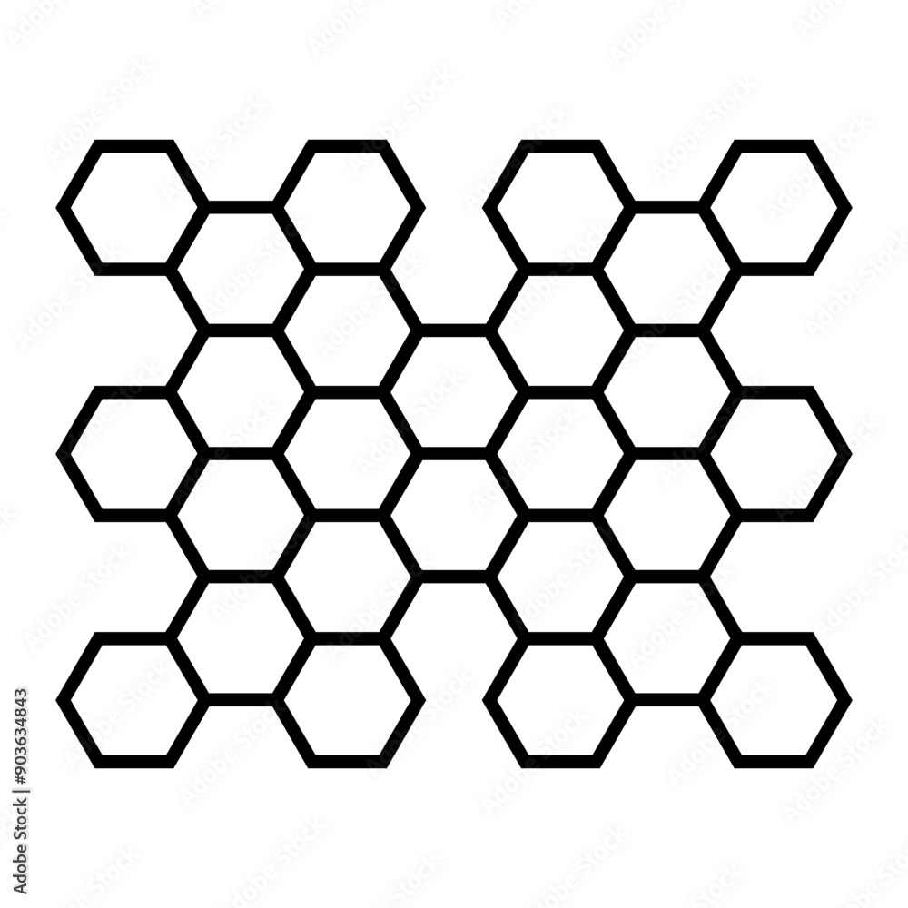 Poster hexagon pattern. abstract geometric composition of hexagons. honeycomb line icon. vector illustratio