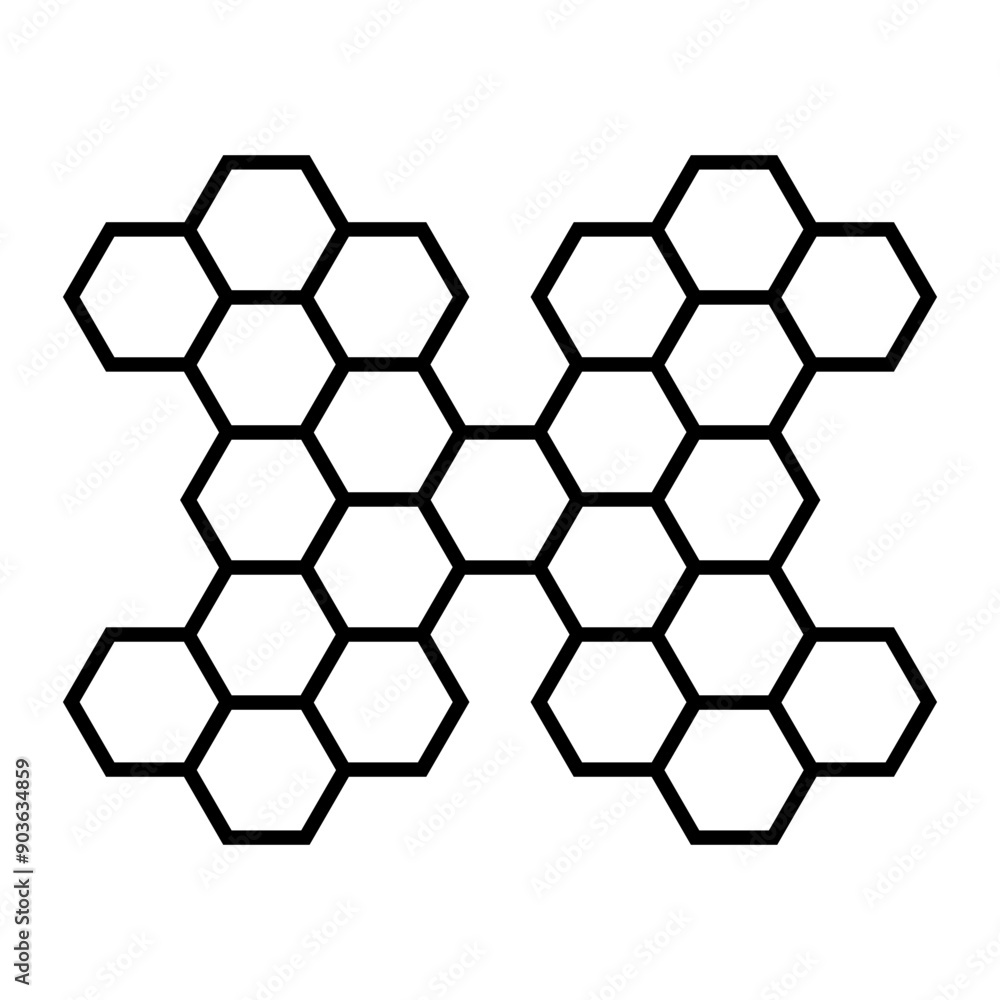 Poster hexagon pattern. abstract geometric composition of hexagons. honeycomb line icon. vector illustratio