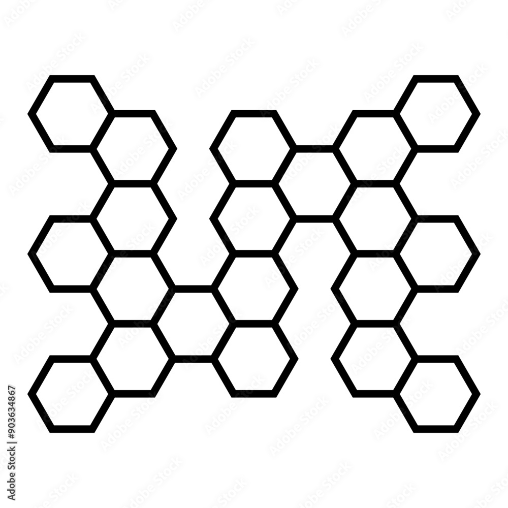 Poster hexagon pattern. abstract geometric composition of hexagons. honeycomb line icon. vector illustratio