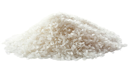 Pile white rice on transparent background