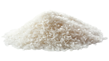 Pile white rice on transparent background