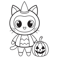 Halloween Coloring Page, Halloween Vector, Halloween Black and white,
