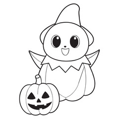 Halloween Coloring Page, Halloween Vector, Halloween Black and white,