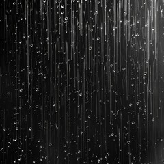 Rain on black isolated background, Texture of falling rain, Abstract drops concept overlay