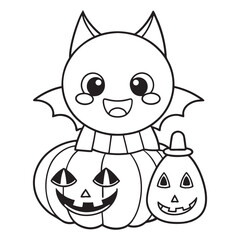 Halloween Coloring Page, Halloween Vector, Halloween Black and white,