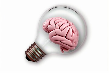 Brain lightbulb in glass creativity and innovation concept detailed vector illustration bright thinking educational design mental inspiration knowledge symbol