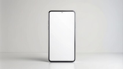 Frameless modern smartphone mockup with white screen on white background, smartphone, mockup, frameless, modern