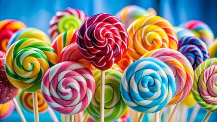 Close-up of colorful chupetas for a festive celebration, festive, colorful, close-up, candy, sweet, lollipops, party, treats