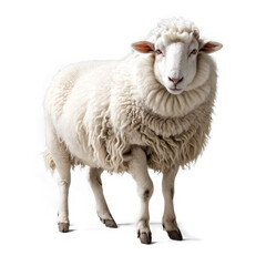 A white sheep with clipping path. The white sheep isolated on white background. Illustration
