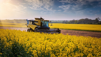 Fototapeta premium canola oil and its cultivation,harvest period and yellow fields