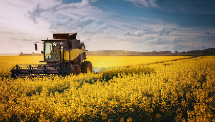 Fototapeta premium canola oil and its cultivation,harvest period and yellow fields