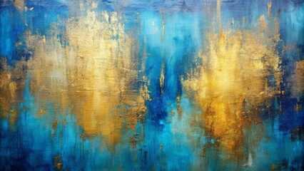 Obraz premium Abstract blue and gold painting on canvas background , art, colorful, creative, design, vibrant, modern