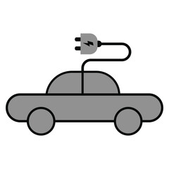 electric car icon in grey scale isolated on white background.