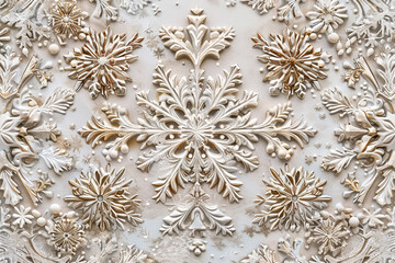 Christmas greeting card with bright winter holiday snowflake and New Year background