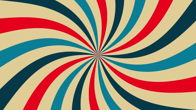 Retro Colorful Swirling Radial Pattern Loop Background Animation. 4K video