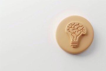 Beige brain lightbulb minimalistic design concept of creativity and innovation vector illustration isolated background mental inspiration