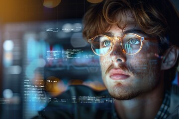 genius programmer watches the screen