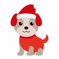 christmas dog cartoon vector art illustration