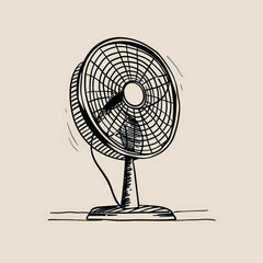 Vintage hand-drawn electric fan