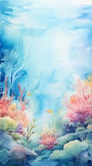 Underwater scene with fish and corals