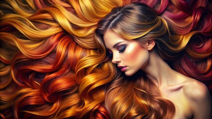 Naklejka premium Beautiful model girl with shiny ling hair
