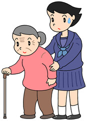 介護のイラスト - ヤングケアラー・若年介護者・家族介護・介護問題
